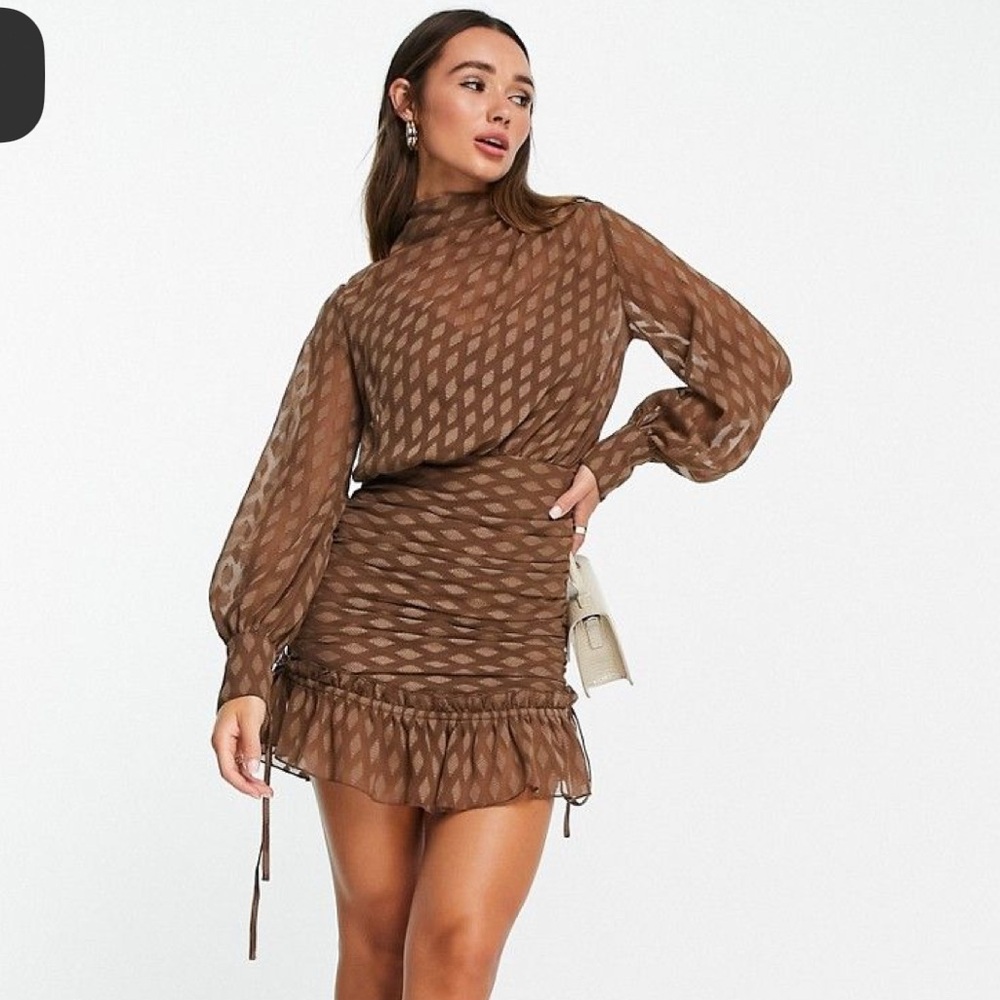 ASOS Chiffon High Neck Mini Dress